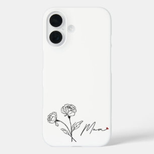 Funda iPhone 16 Regalo de mamá floral minimalista con corazón