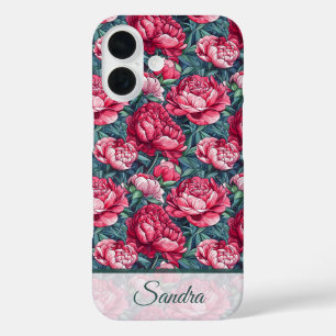 Funda iPhone 16 Regalo de Navidad Bonito Peonía Floral Personaliza