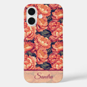 Funda iPhone 16 Regalo de Navidad Chic Peonía Nombre