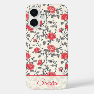 Funda iPhone 16 Regalo de novia de moda Rosa Floral Personalizado
