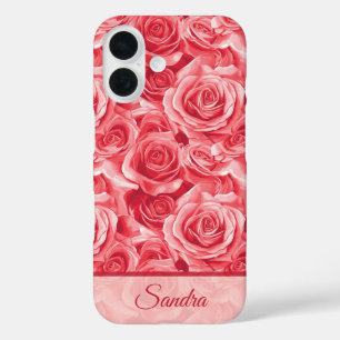 Funda iPhone 16 Regalo del Día de la Madre Rosa Nombre en Negrita