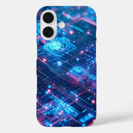 Funda iPhone 16 Rejilla de neón de IA