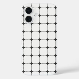 Funda iPhone 16 Rejilla Neutral Minimalista Elegante Negro y Blanc