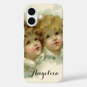 Funda iPhone 16 Religión vintage, ángeles victorianos en las nubes