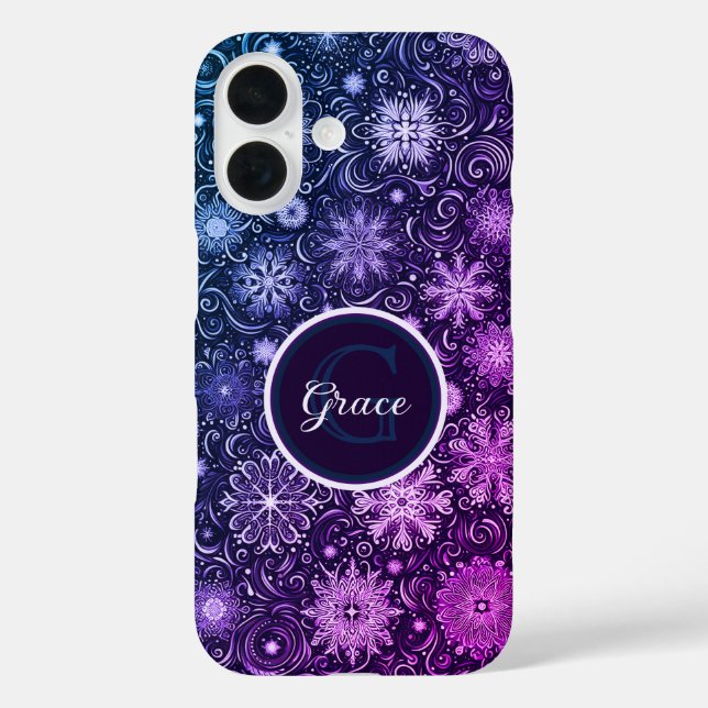 Funda iPhone 16 Remolino de invierno: Encantadores copos de nieve  (Reverso )