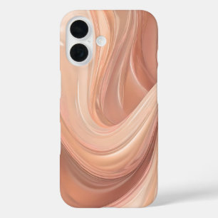 Funda iPhone 16 Remolino de Melocotón Rosado – Patrón de Mármol Fl