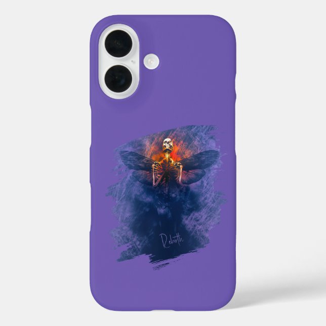 Funda iPhone 16 Renacimiento. Esqueleto con alas levantándose (Reverso )