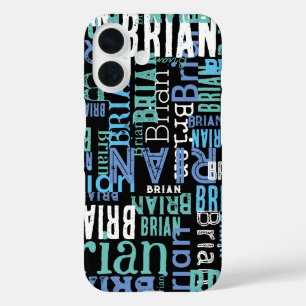 Funda iPhone 16 Repetir Brian (nombre personalizado) negro