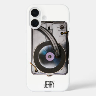 Funda iPhone 16 Reproductor de discos retro para amantes del vinil
