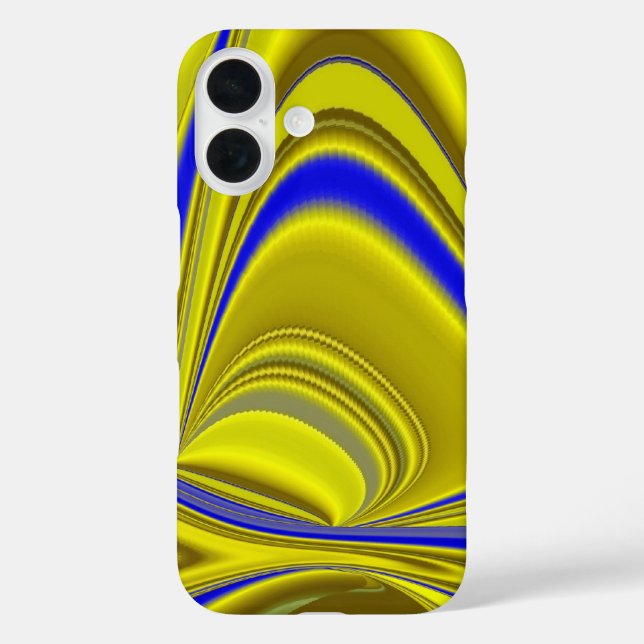 Funda iPhone 16 Resumen 3D en verde azul dorado (Reverso )