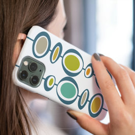 Funda iPhone 16 Resumen Círculos Turquesa Naranja Mid Century