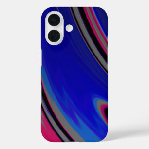 Funda iPhone 16 Resumen de arte fractal de magenta gris azul