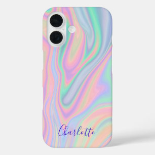 Funda iPhone 16 Resumen De Color Pastel Liquido Irridescente. Añad