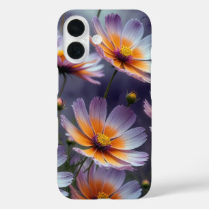 Funda iPhone 16 Resumen de Cosmos naranja y púrpura