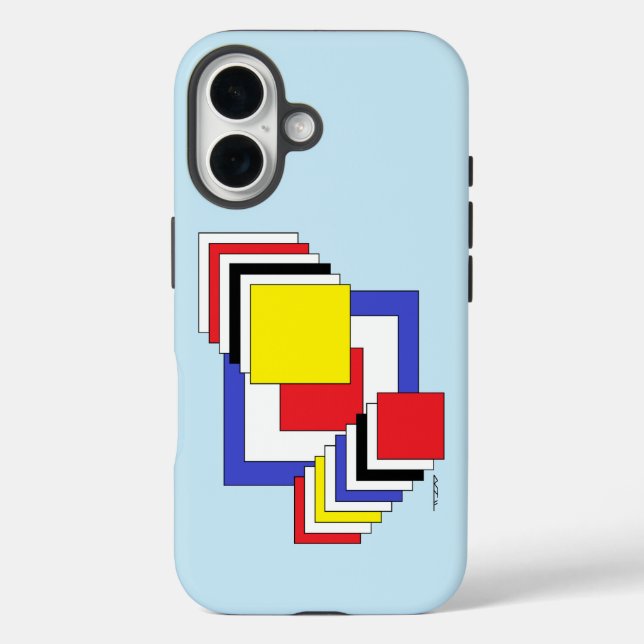 Funda iPhone 16 Resumen de cuadrados (Reverso )