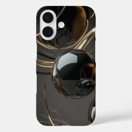 Funda iPhone 16 Resumen de estuche para teléfono brillante negro y