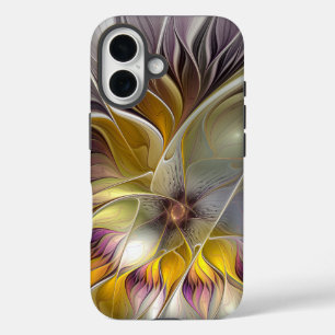 Funda iPhone 16 Resumen de fantasía colorida Flor Fractal Moderno
