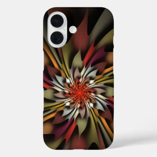 Funda iPhone 16 Resumen de hojas coloreadas en cuadros de otoño