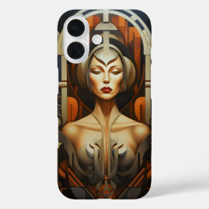 Funda iPhone 16 Resumen de la mujer Art Deco