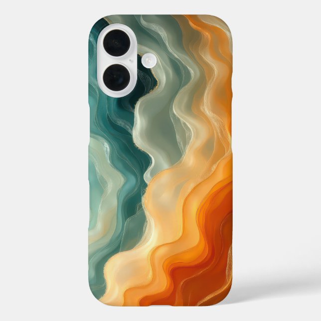 Funda iPhone 16 Resumen de la ola de fluidos contemporánea (Reverso )