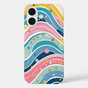 Funda iPhone 16 Resumen de ondas Groovy Retro 70