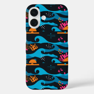 Funda iPhone 16 Resumen del Océano Neon