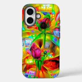 Funda iPhone 16 Resumen Flores psicodélicas