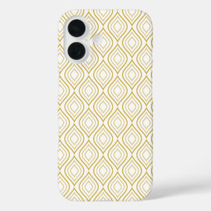 Funda iPhone 16 Resumen geométrico, blanco y dorado