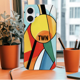 Funda iPhone 16 Resumen geométrico moderno Colores brillantes