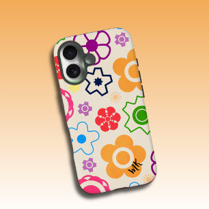 Funda iPhone 16 Resumen Monograma de energía de las flores