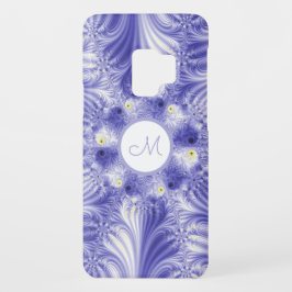 Funda iPhone 16 Resumen Monograma Elegante Fractal Azul Silky