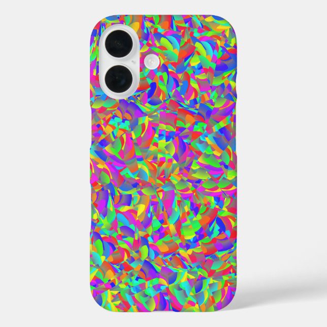 Funda iPhone 16 Resumen Neon Bright Rainbow Confetti (Reverso )