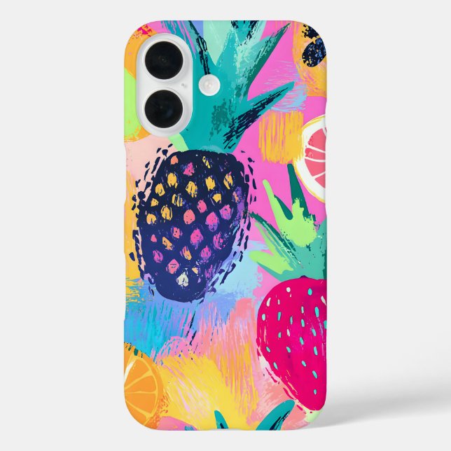 Funda iPhone 16 Resumen Paraíso Fiesta de Fruta Tropical (Reverso )
