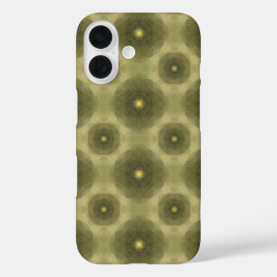 Funda iPhone 16 Resumen Patrón sin foco de flor verde oliva
