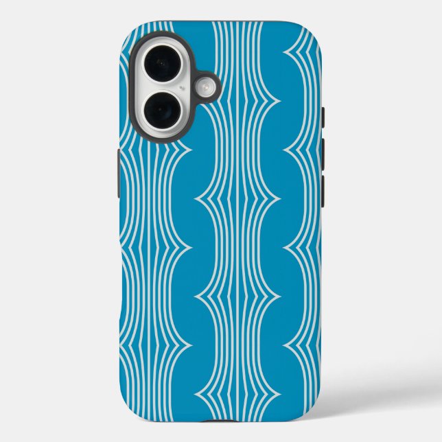 Funda iPhone 16 Resumen retro de las líneas blancas en el patrón a (Reverso )