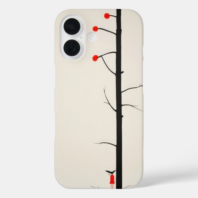 Funda iPhone 16 Resumen soñador pequeño chica rojo y una cubierta  (Reverso )