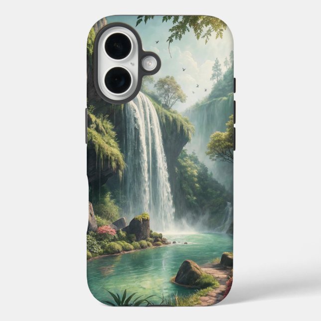 Funda iPhone 16 Retiro de cascada encantado (Reverso )