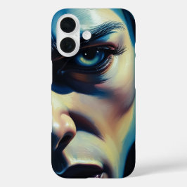 Funda iPhone 16 Retrato amarillo azul intenso abstracto artístico