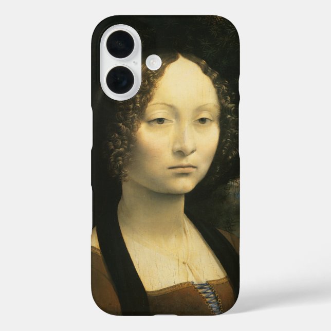 Funda iPhone 16 Retrato de Ginevra Benci de Leonardo da Vinci (Reverso )