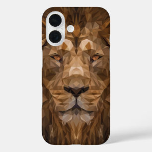 Funda iPhone 16 Retrato de león geométrico