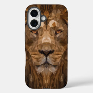 Funda iPhone 16 Retrato de león geométrico
