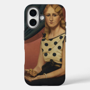 Funda iPhone 16 Retrato de Nan Wood Graham por Grant Wood