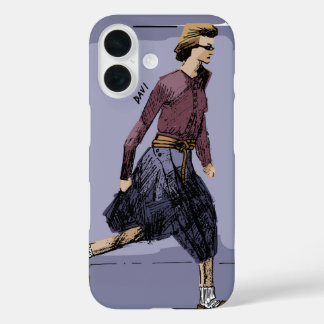 Funda iPhone 16 Retrato de una mujer elegante caminando a mitad de