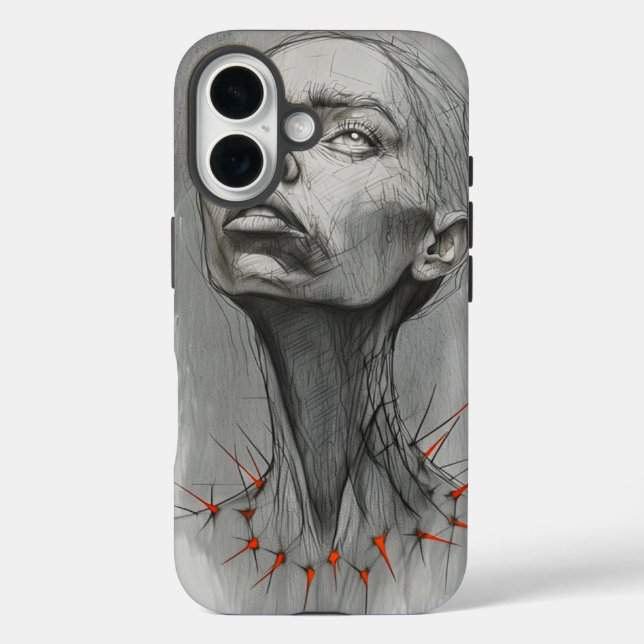 Funda iPhone 16 retrato emocional con espina  (Reverso )