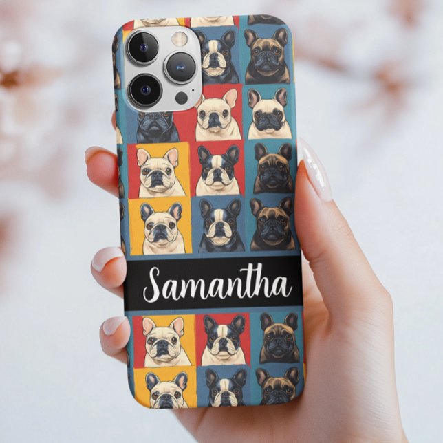 Funda iPhone 16 Retratos de Bulldog franceses modernos personaliza (Subido por el creador)