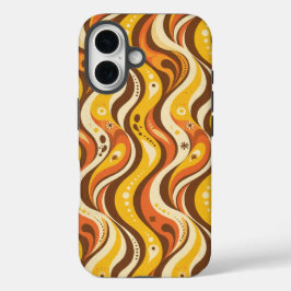 Funda iPhone 16 Retro 70s Groovy Wavy Lines Case
