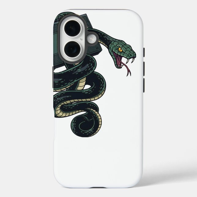 Funda iPhone 16 Retro 90s Snake Wrapped Around VHS Tape (Reverso )