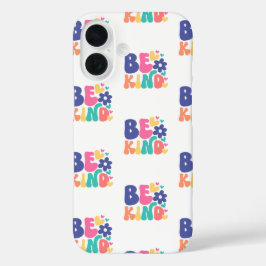 Funda iPhone 16 Retro Boho Be Kind  – Colorful Groovy Flower Heart