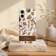 Retro Boho Terroso Floral Nombre Personalizado