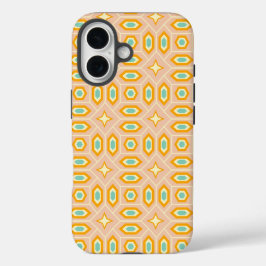 Funda iPhone 16 Retro geometric pattern with hexagons and stars